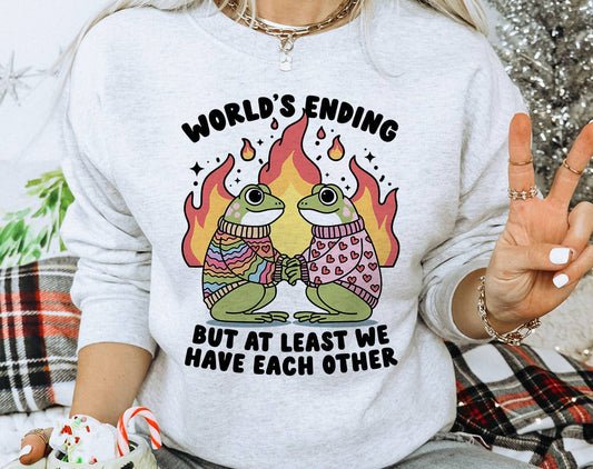 Worlds Ending Frog Love - Funny Valentine's Day Sweatshirt