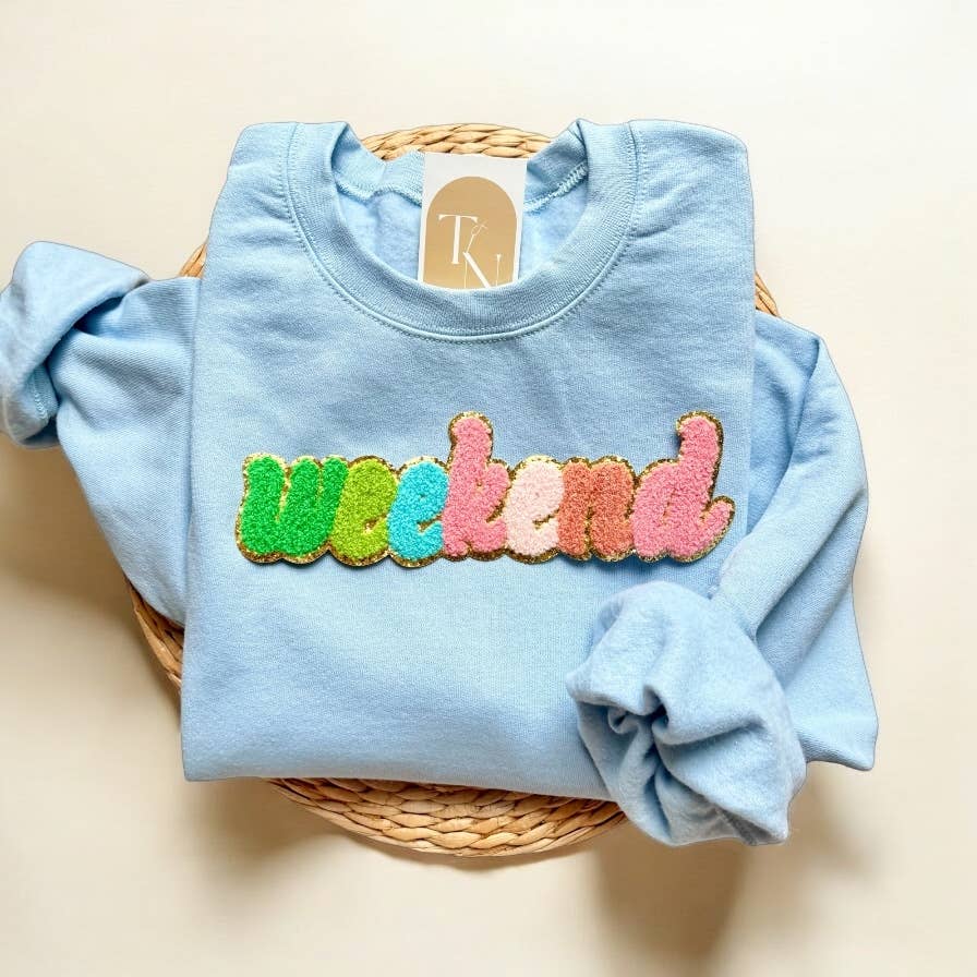 Chenille Patch Weekend Sweatshirt, Travel Sweatshirt