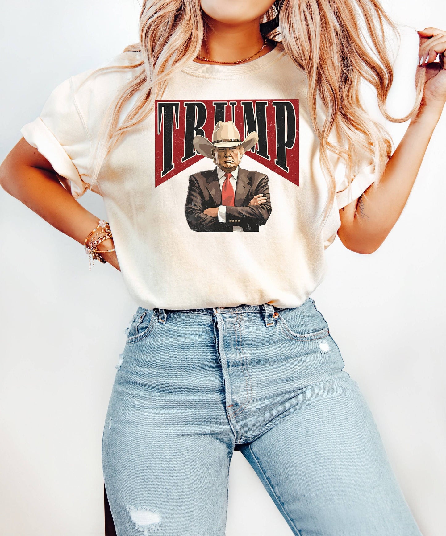 Cowboy Trump 2024 Maga Western President Rally Shirt