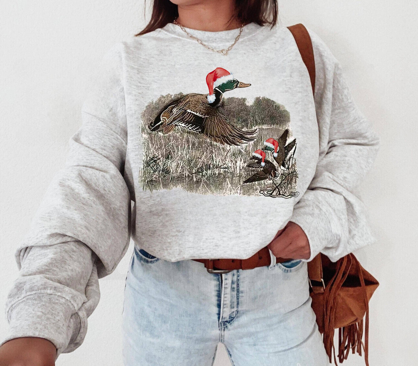 Vintage Christmas Duck Sweater - Animal Lover Holiday Shirt