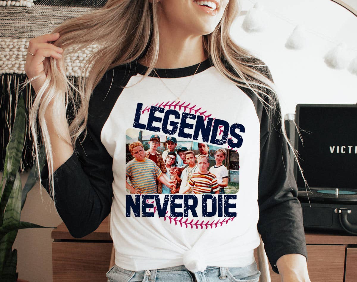 Legends Never Die Sandlot -  Baseball Raglan T-Shirt