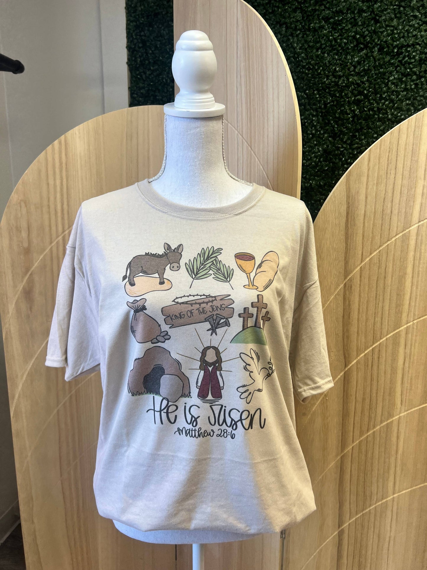 Easter Collage He Is Risen On Sand Tee