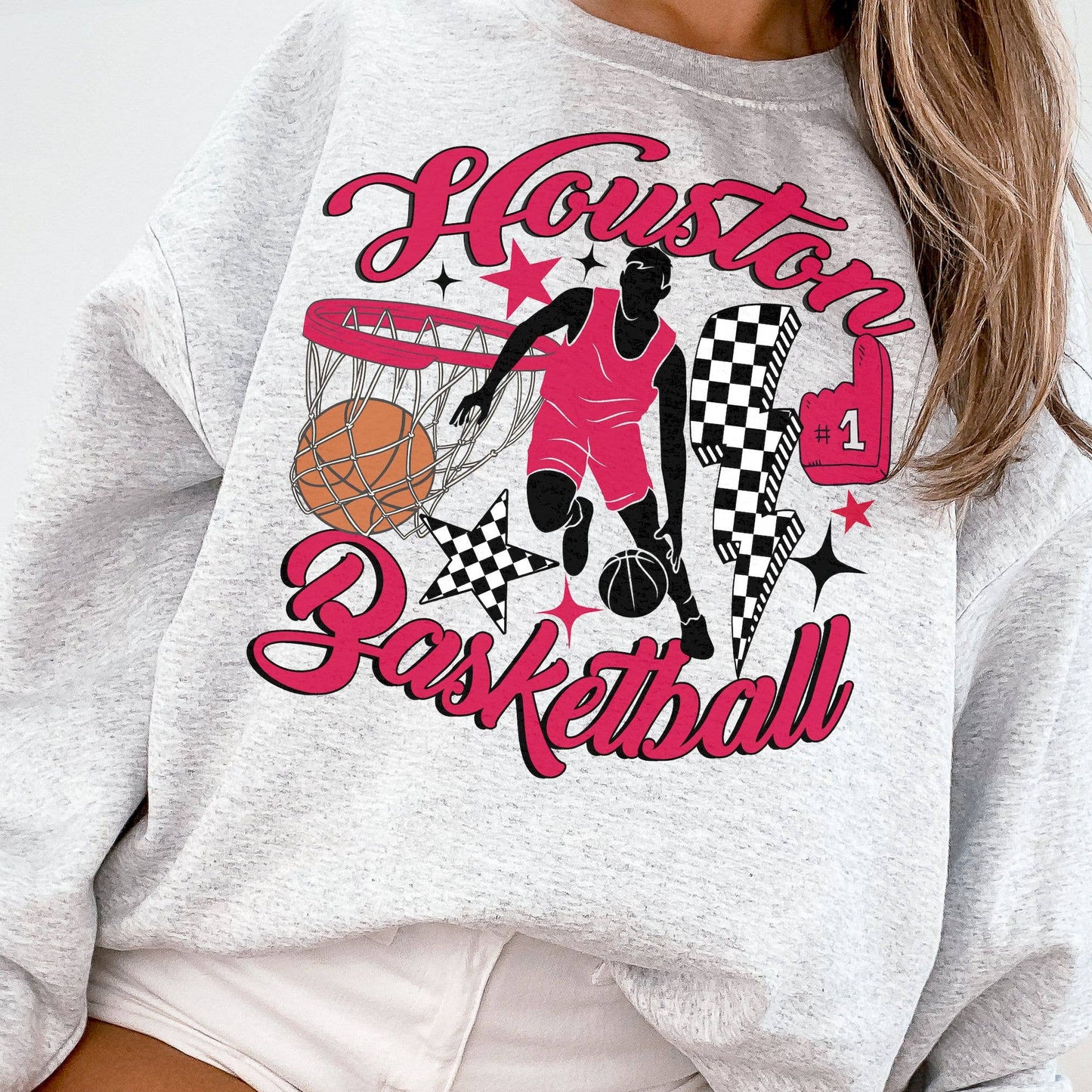 Retro Groovy Houston Rockets Sweatshirt For Basketball Fans