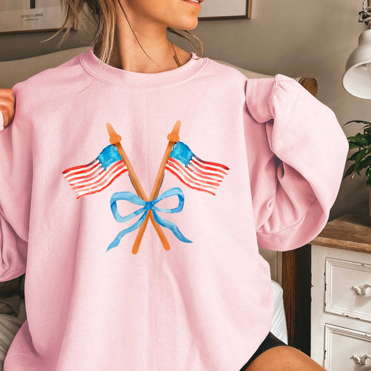 Coquette American Flags | July 4th Patriotic Sweatshirt