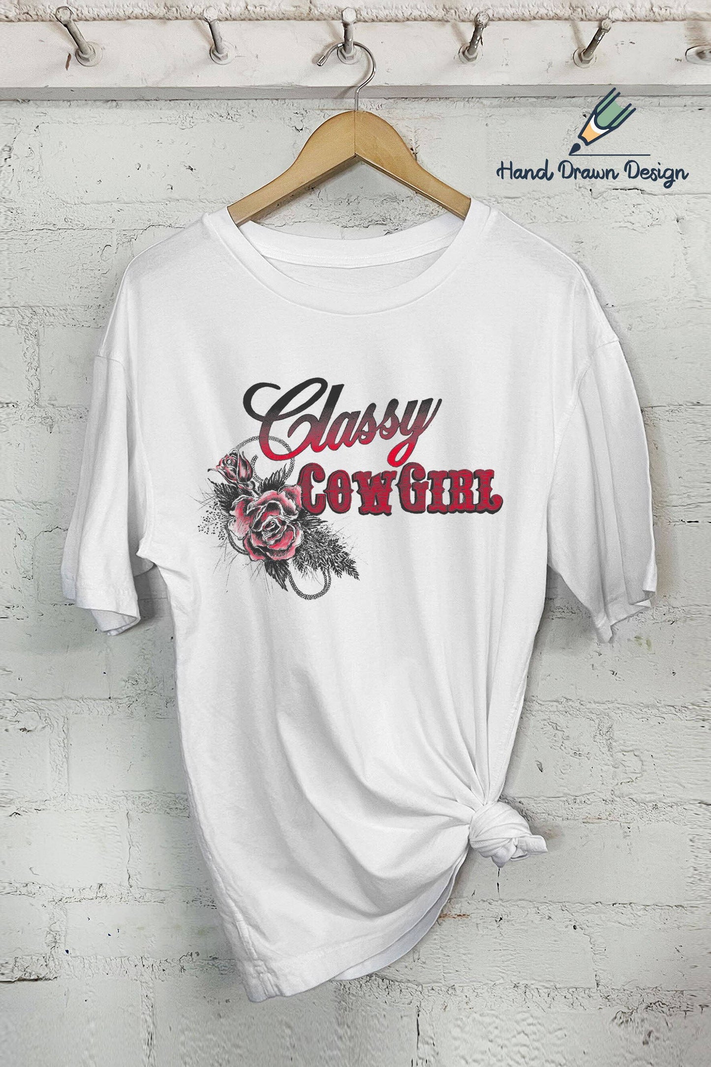 Classy Cowgirl-Hand Drawn Design (Oversized Tee)