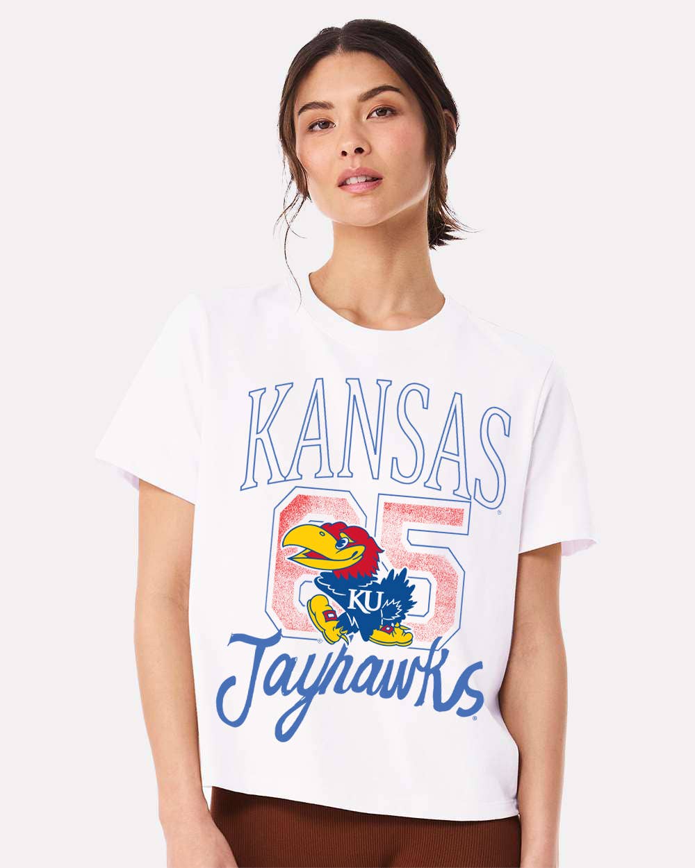 Ku Kansas Jayhawks Club Mascot White Ellie Perfect Tee