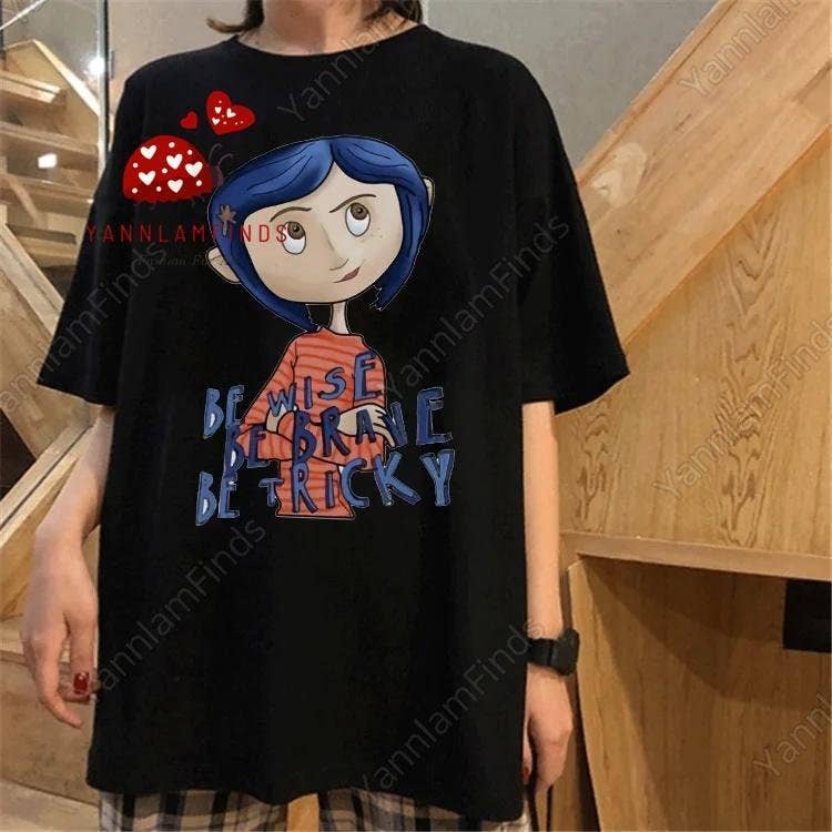 Halloween Coraline Shirt – Be Wise Be Brave Horror Tee