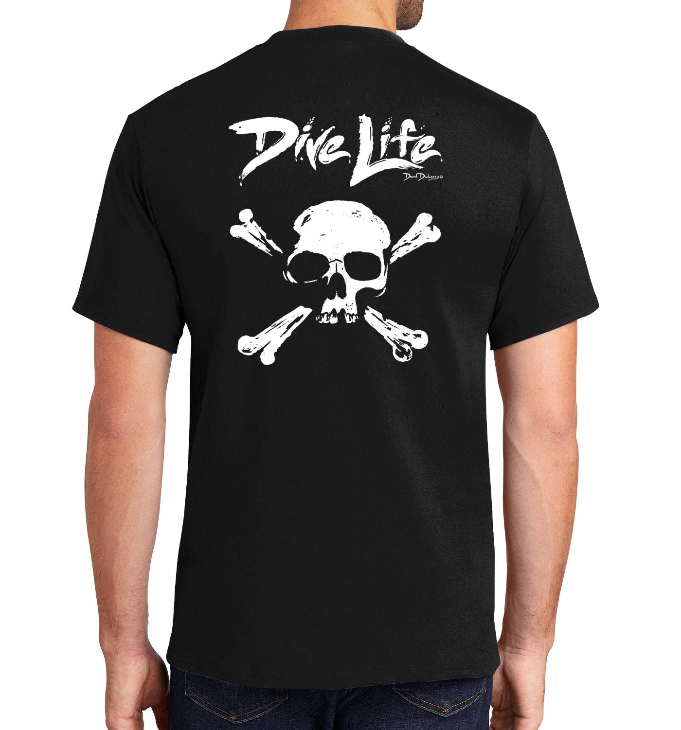 Men's Dive Life Skull Short Sleeve Black Cotton T-Shirt