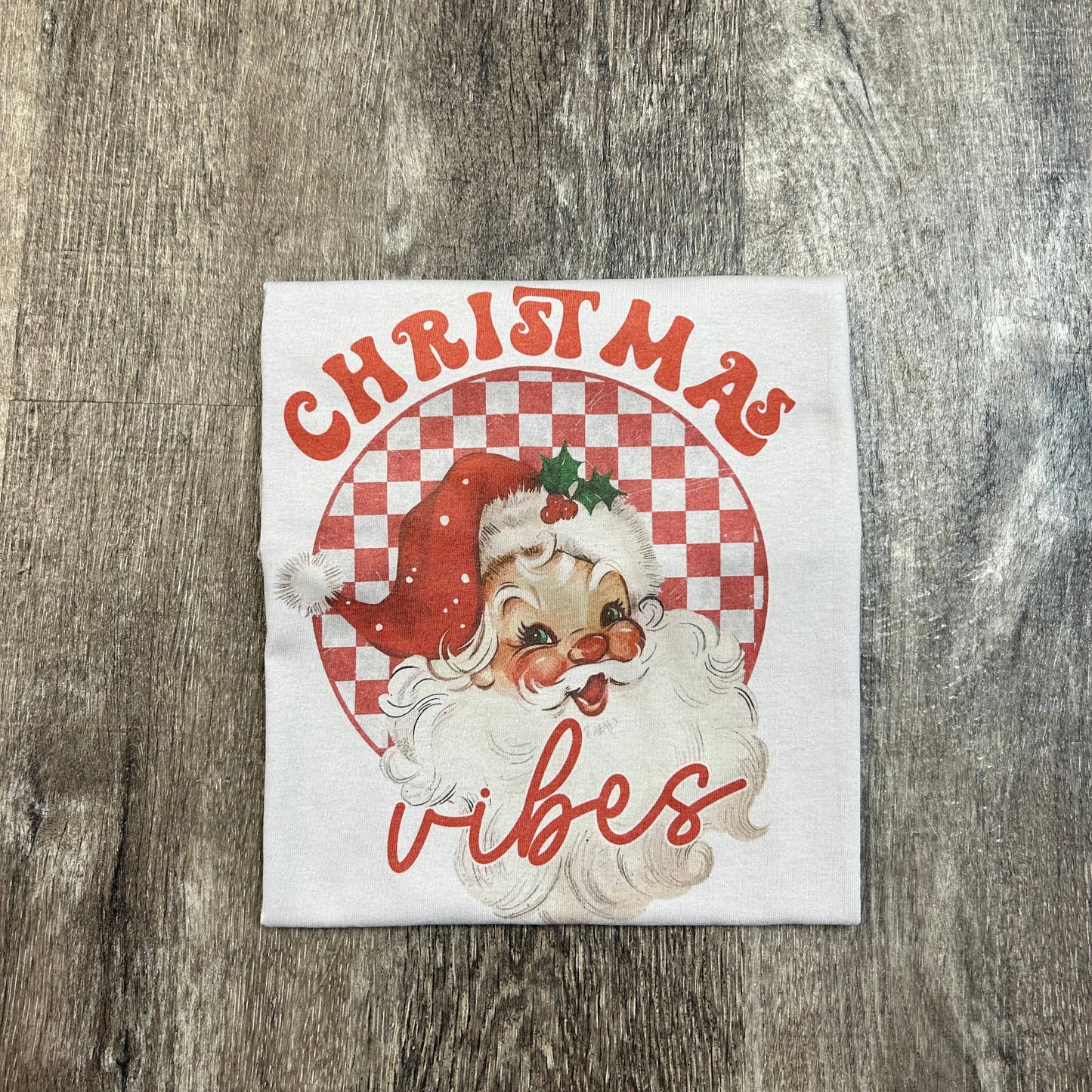 Christmas Vibes Vintage Santa On White Tee