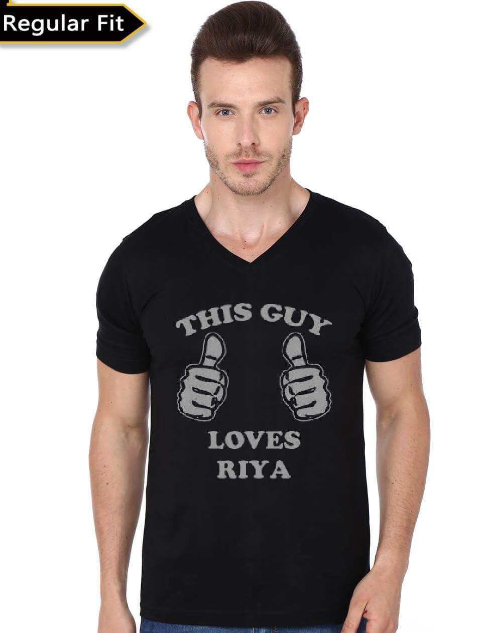 This Guy Loves Black V-Neck T-Shirt
