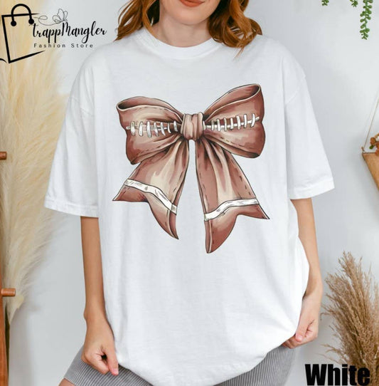 Football Bow Shirt - Comfort Colors Women's Oversized Tee