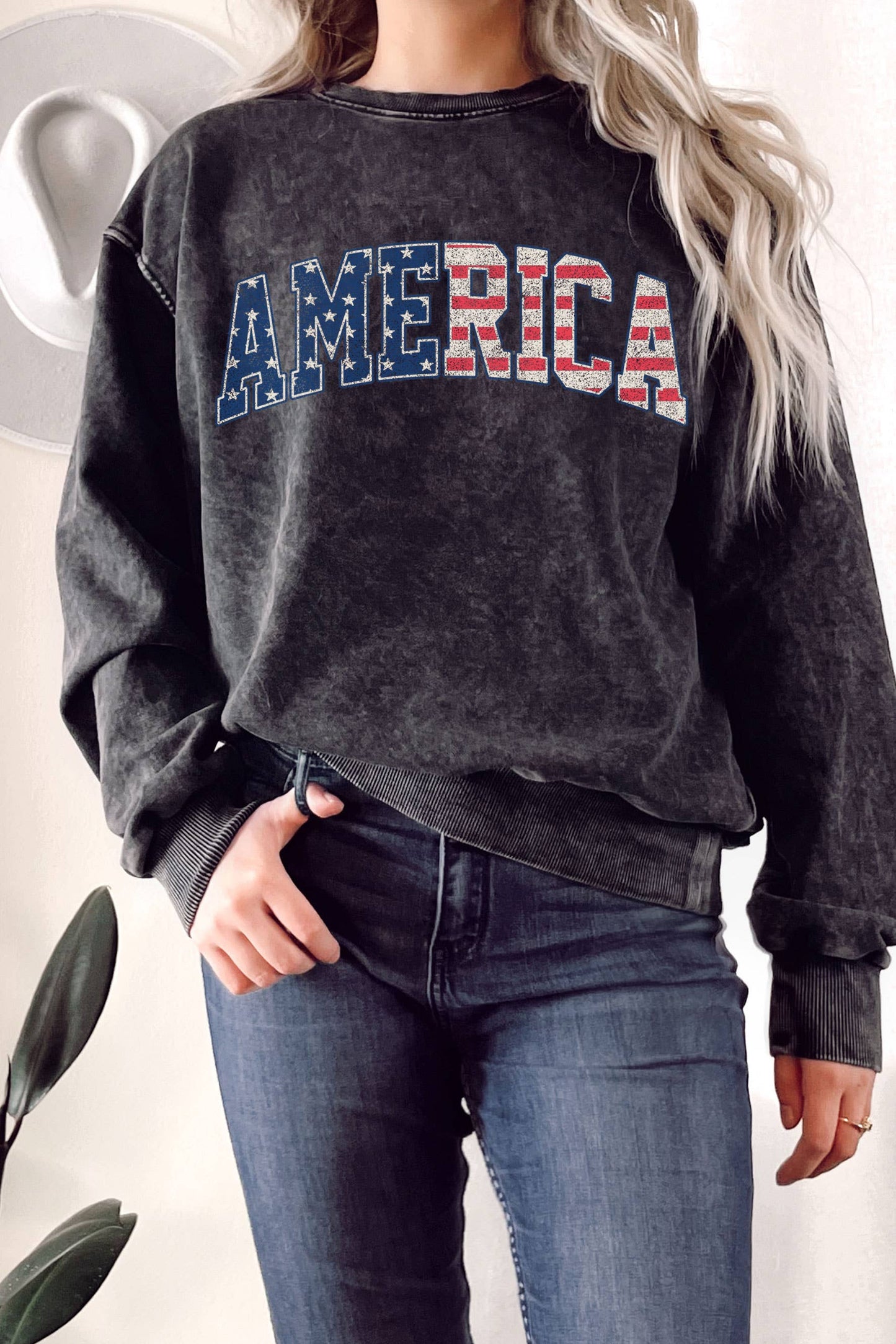 America Flag Graphix Mineral Terry Sweatshirt