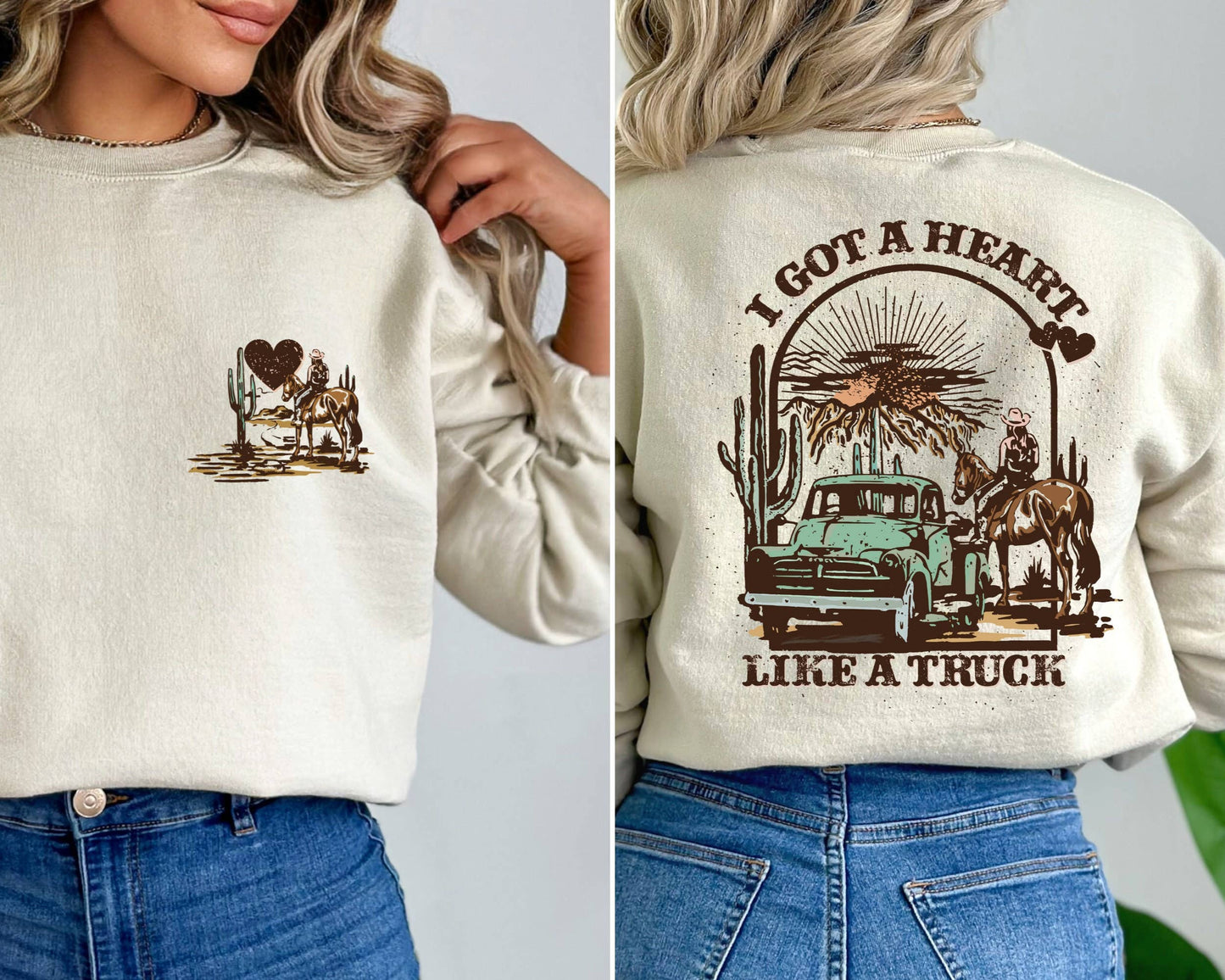 Heartfelt Country Western Two-Sided Sweatshirt & Hoodie