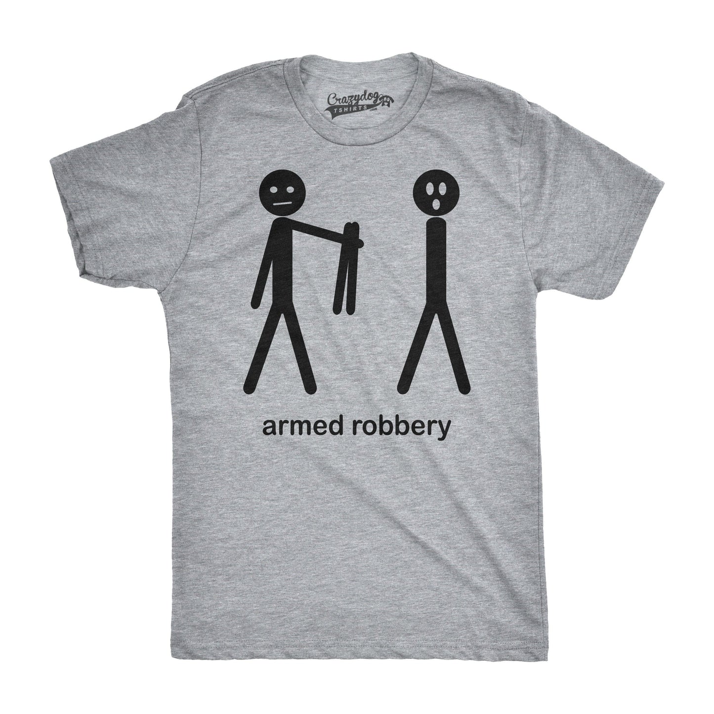Armed Robbery Stick Figure Men's Tshirt Sarcastic Graphic