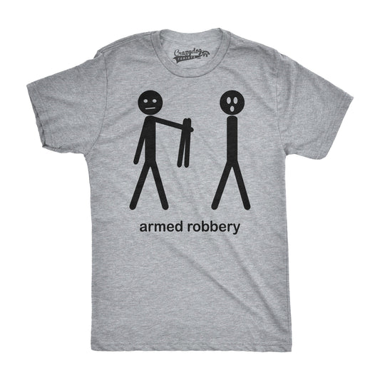 Armed Robbery Stick Figure Men's Tshirt Sarcastic Graphic