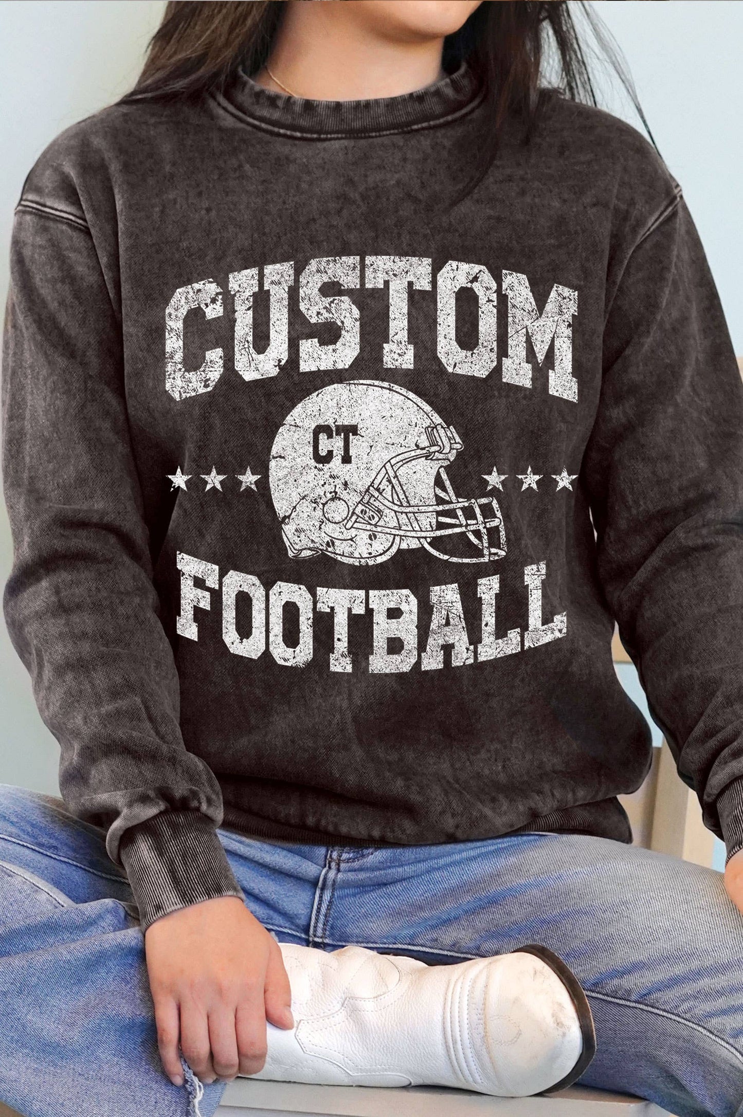 Custom State Football Mineral Graphic Brushed Sweatshirt