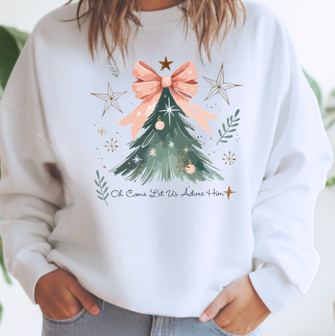 Oh Come Let Us Adore Him Crewneck Sweatshirt