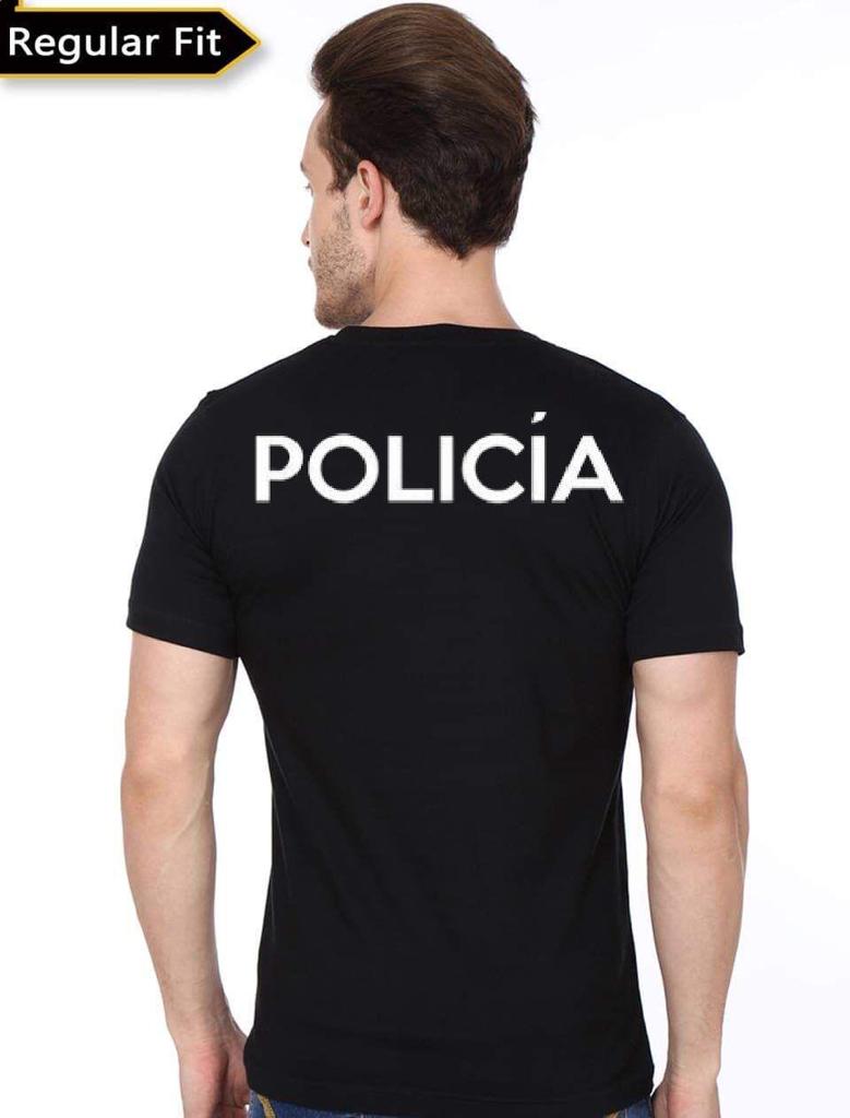 Policia Half Sleeve Black T-Shirt