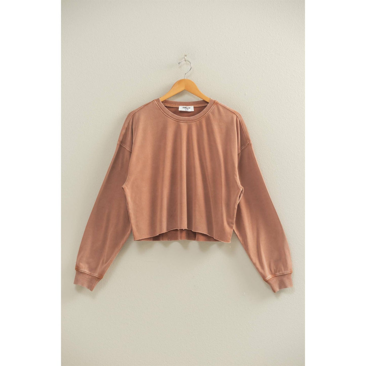 Cropped Crewneck Sweatshirt with Oversized Sleeves