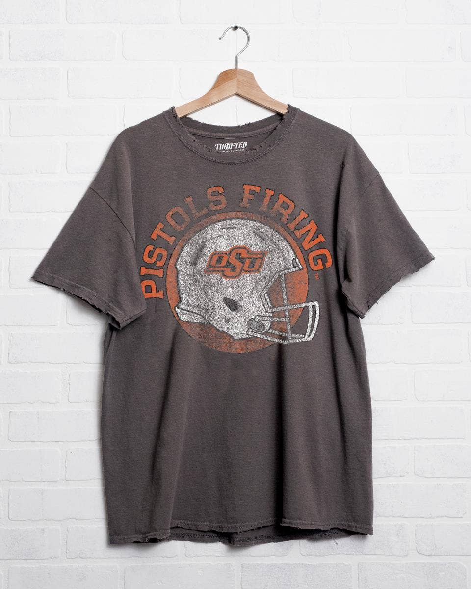 Osu Cowboys Helmet Circle Off Black Thrifted Tee
