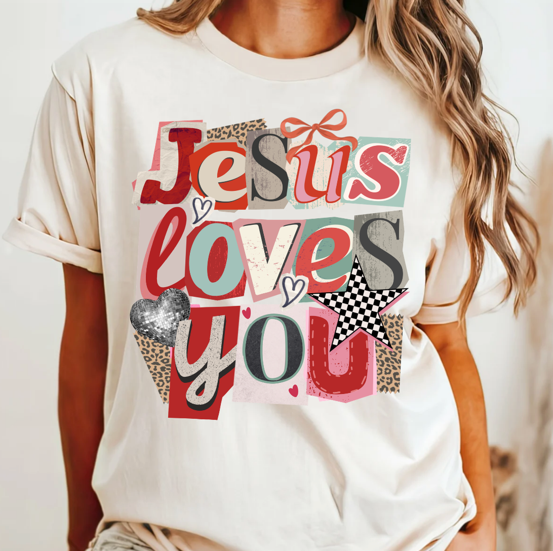 Jesus Loves You Collage Comfort Color Tee