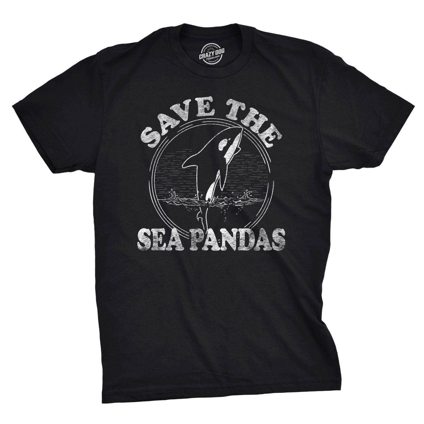 Save the Sea Pandas Men's Tshirt Animal Graphic Tee Western