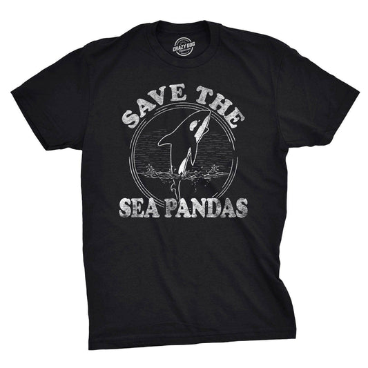 Save the Sea Pandas Men's Tshirt Animal Graphic Tee Western