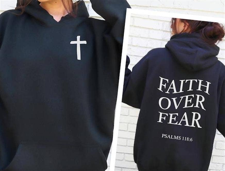 Faith Over Fear Christian Hoodie Scripture Sweatshirt