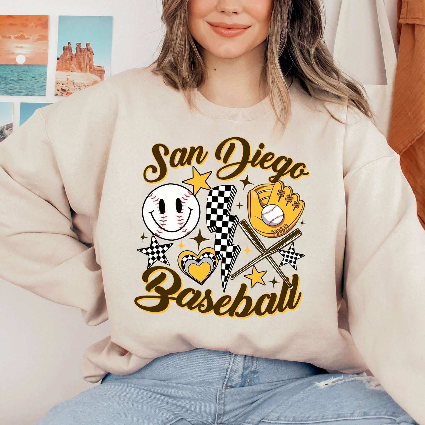 San Diego Baseball Game Day Retro Sweatshirt – Padres Vintag