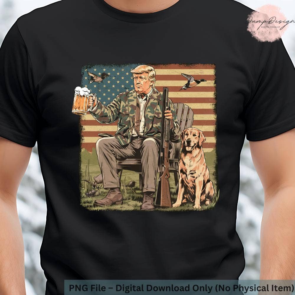 Vintage Camo Hunter Tee Patriotic Trump Hunting Graphic Top