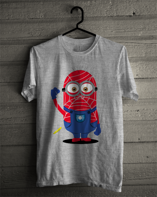 Minion Spiderman Grey T-Shirt