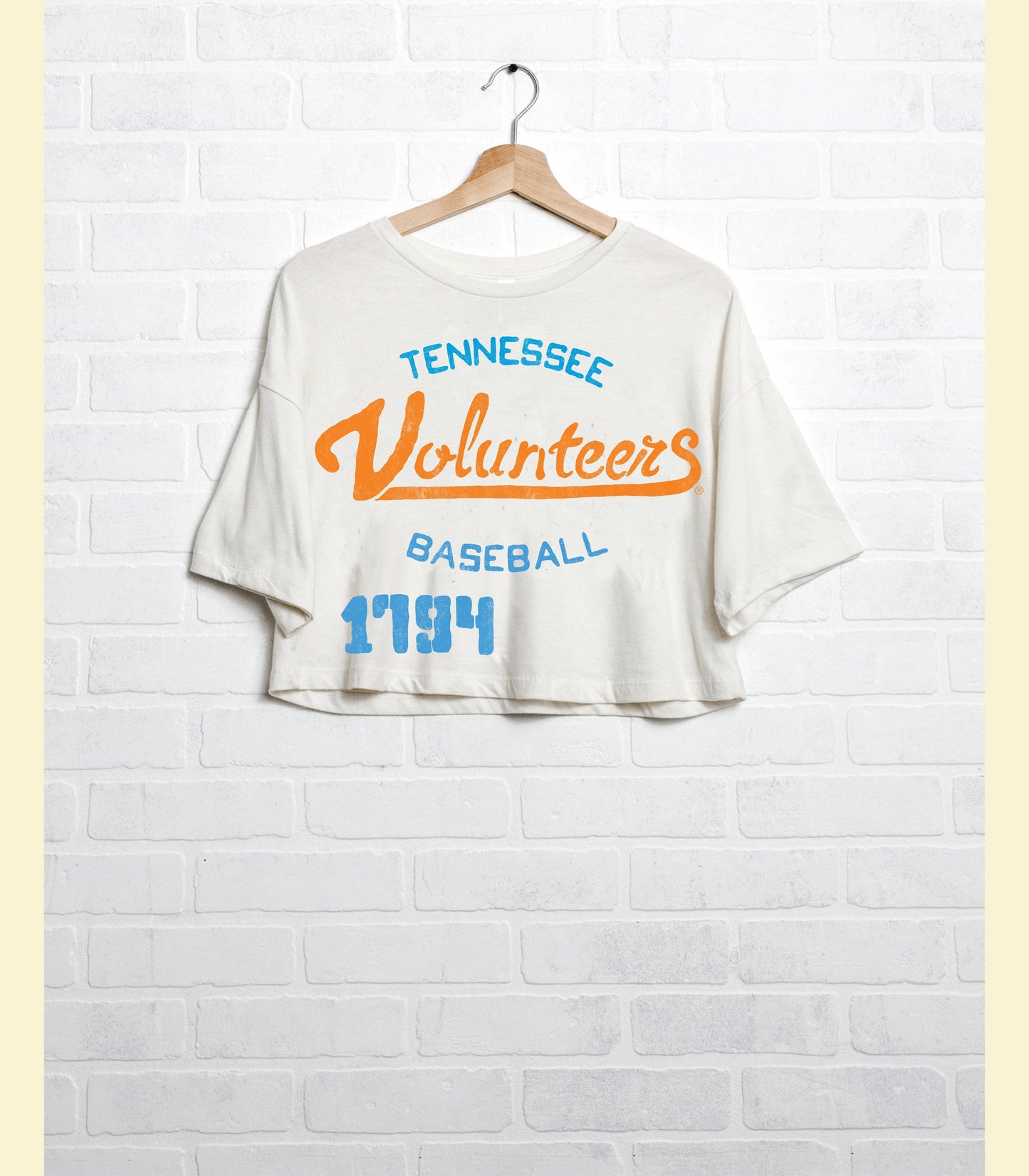 Tennessee Vols Baseball Stencil Off White Cropped Tee