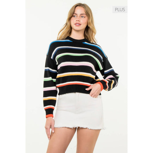 /Size Xl/ Multi Stripe Crew Neck Knit Sweater