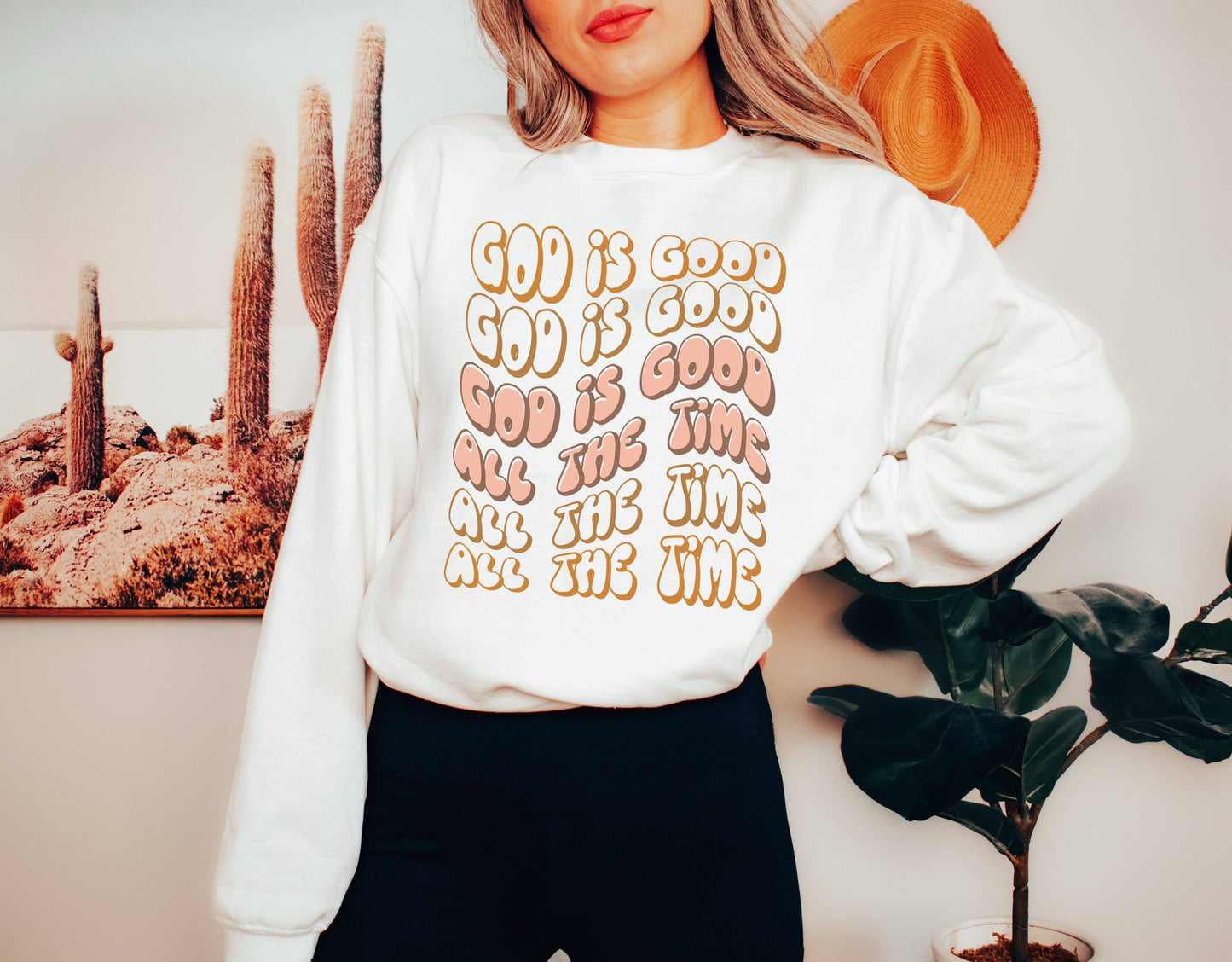 God Is Good Retro Crew Neck Sweatshirt
