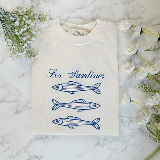 Embroidered Les Sardine Fisherman Aesthetic Tshirt