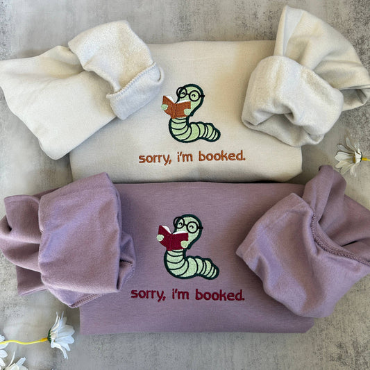 Embroidered Bookworm Bookish Era Cozy Reading Sweatshirt