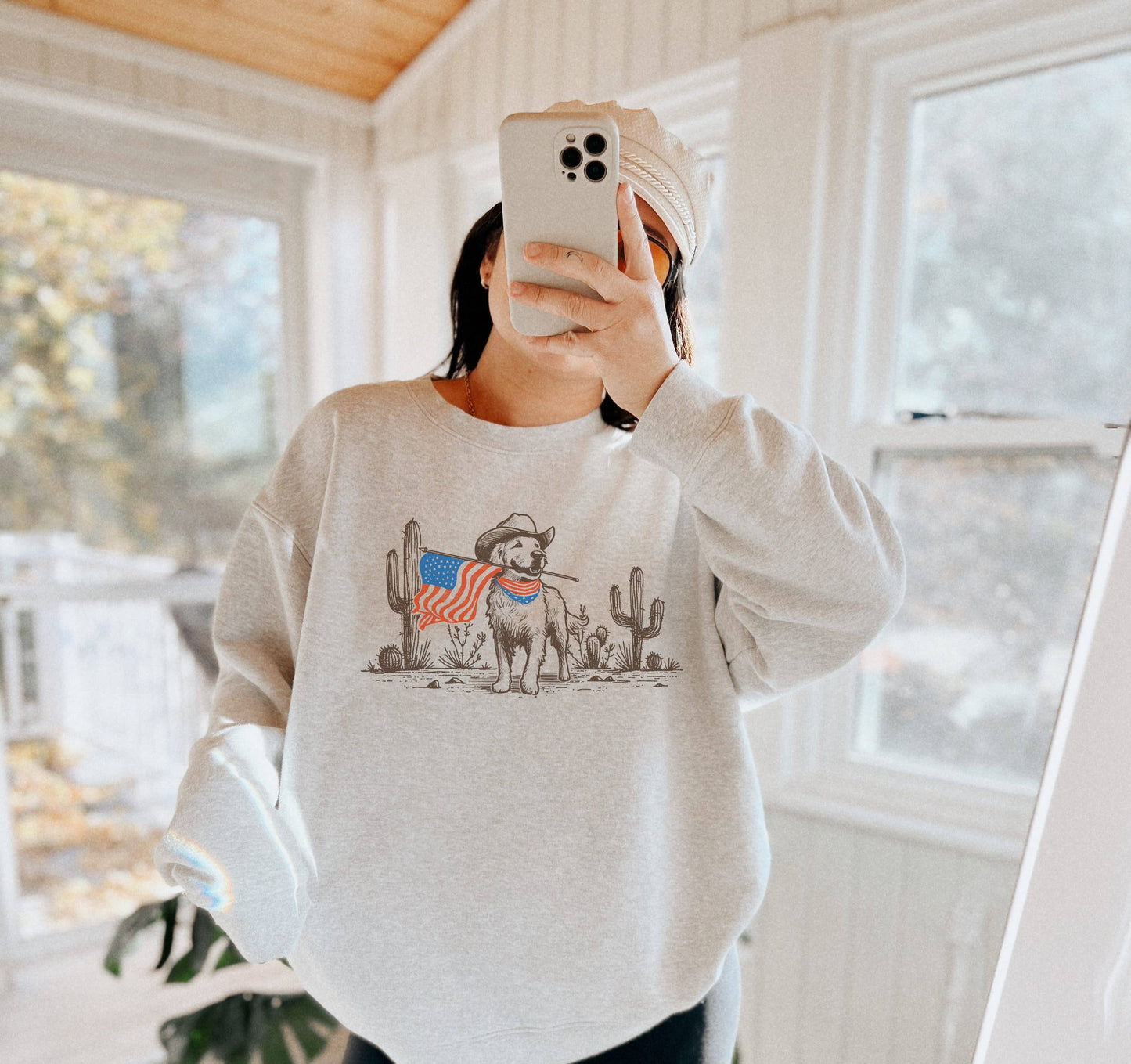 Patriotic Dog Crew Neck Sweatshirt