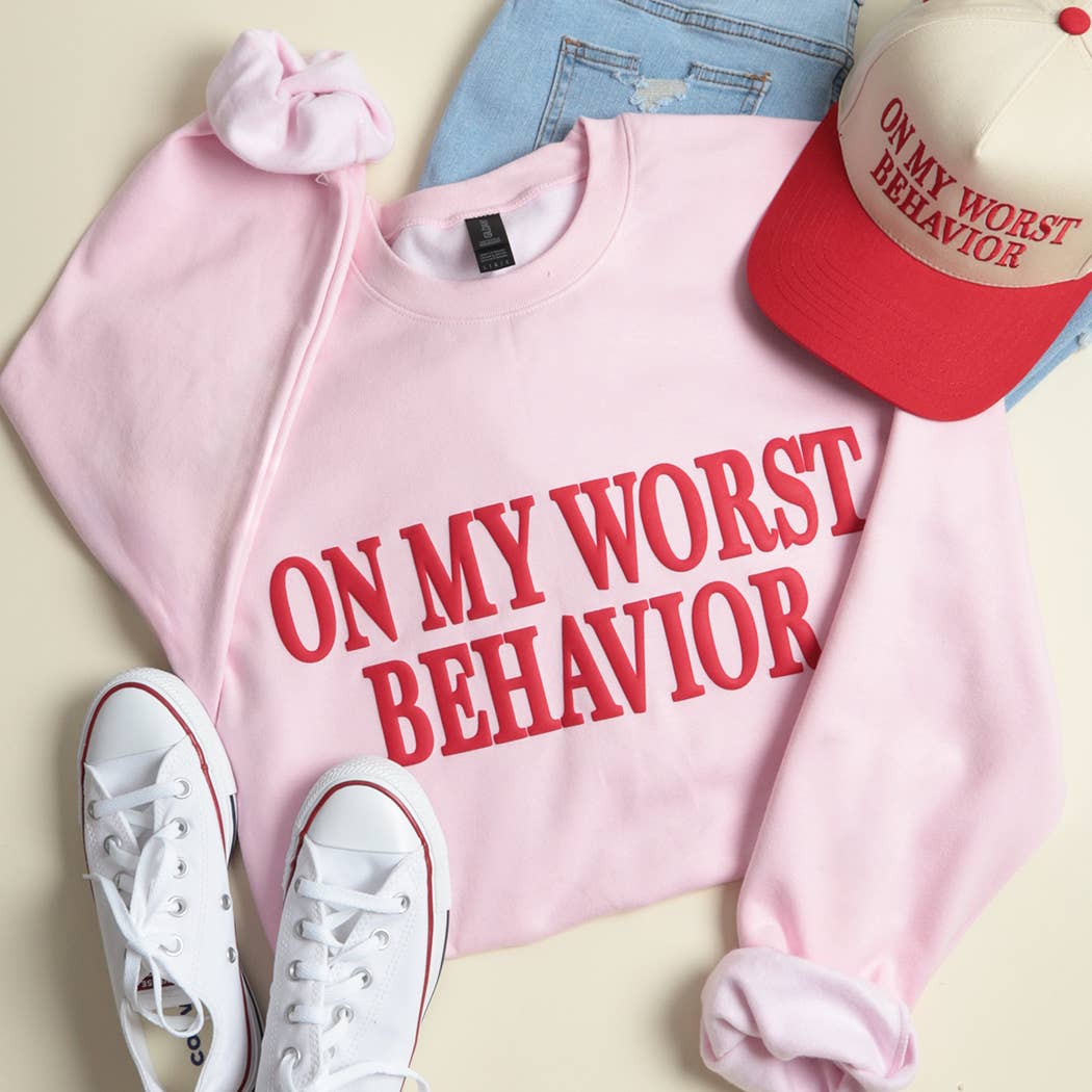 On My Worst Behavior Puff Midweight Sweatshirt