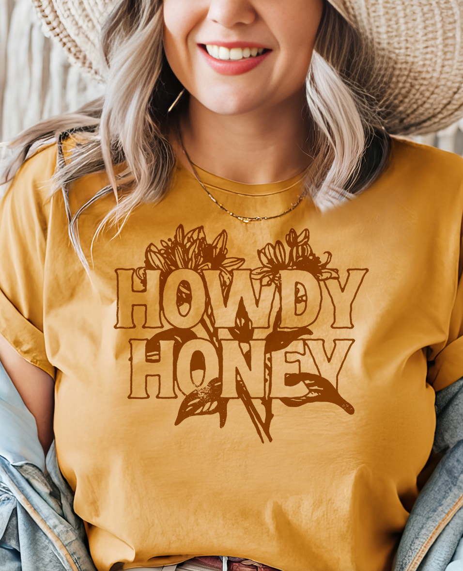 Howdy Honey - Mustard Tee