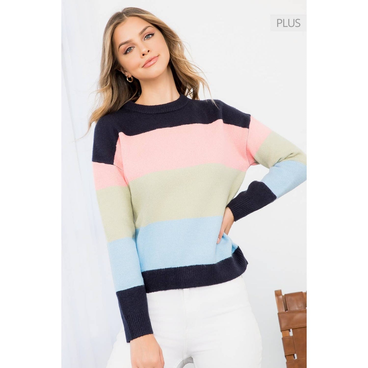 /Size Xl/ Colorblocked Knit Sweater