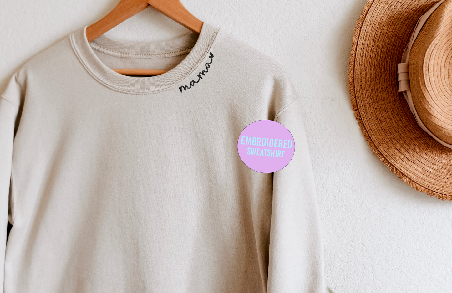 Mama Sweatshirt, Mama Collar Sweatshirt, Embroidered