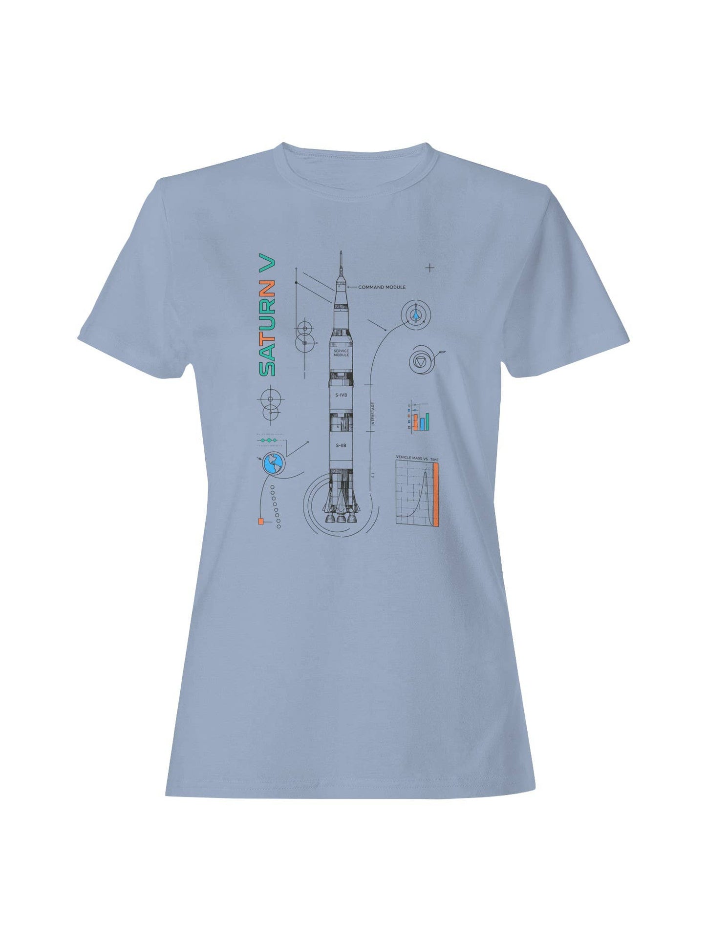 Saturn V Rocket Blueprint Design Women's T-Shirt