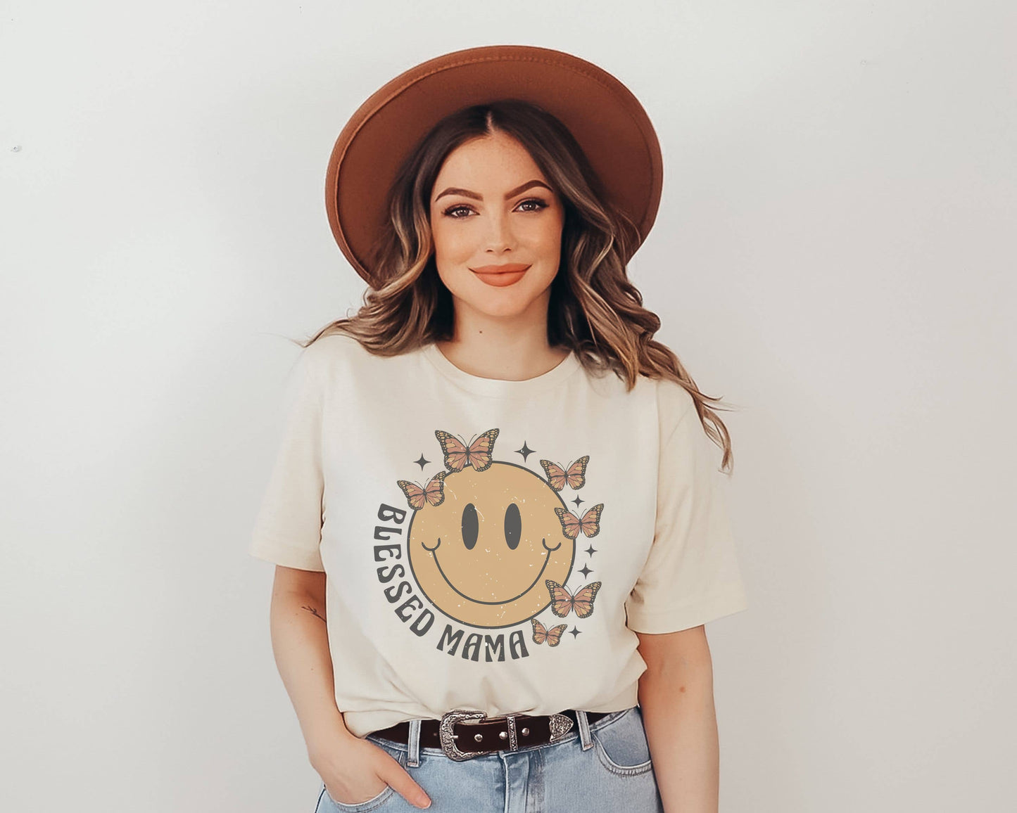 Blessed Mama Happy Face Tee | Mom T Shirt