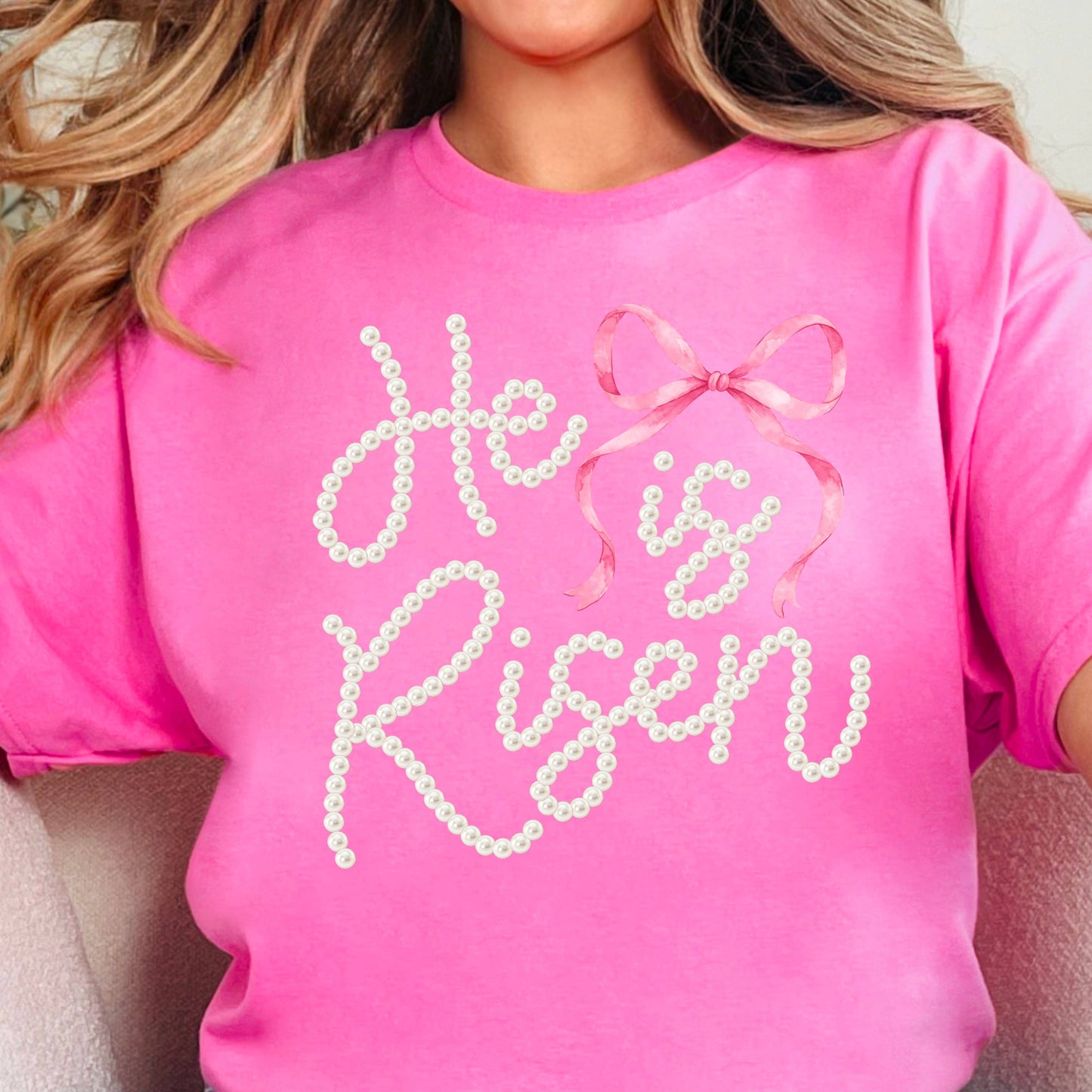 He Is Risen Pearls Easter Graphic T-Shirt | Gildan