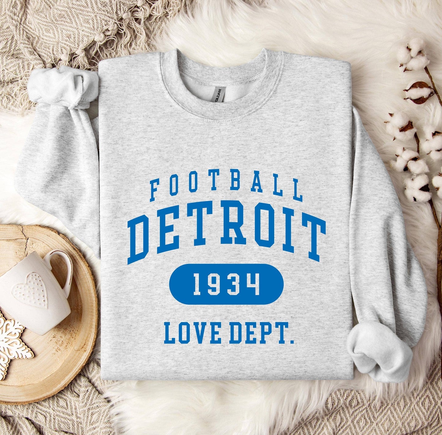 Detroit Vintage Football Crewneck Sweatshirt For Game Day