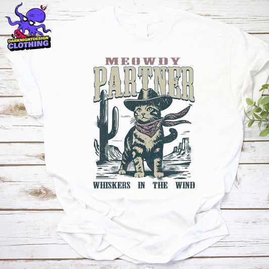 Meowdy Partner Cowboy Cat Lover Tee