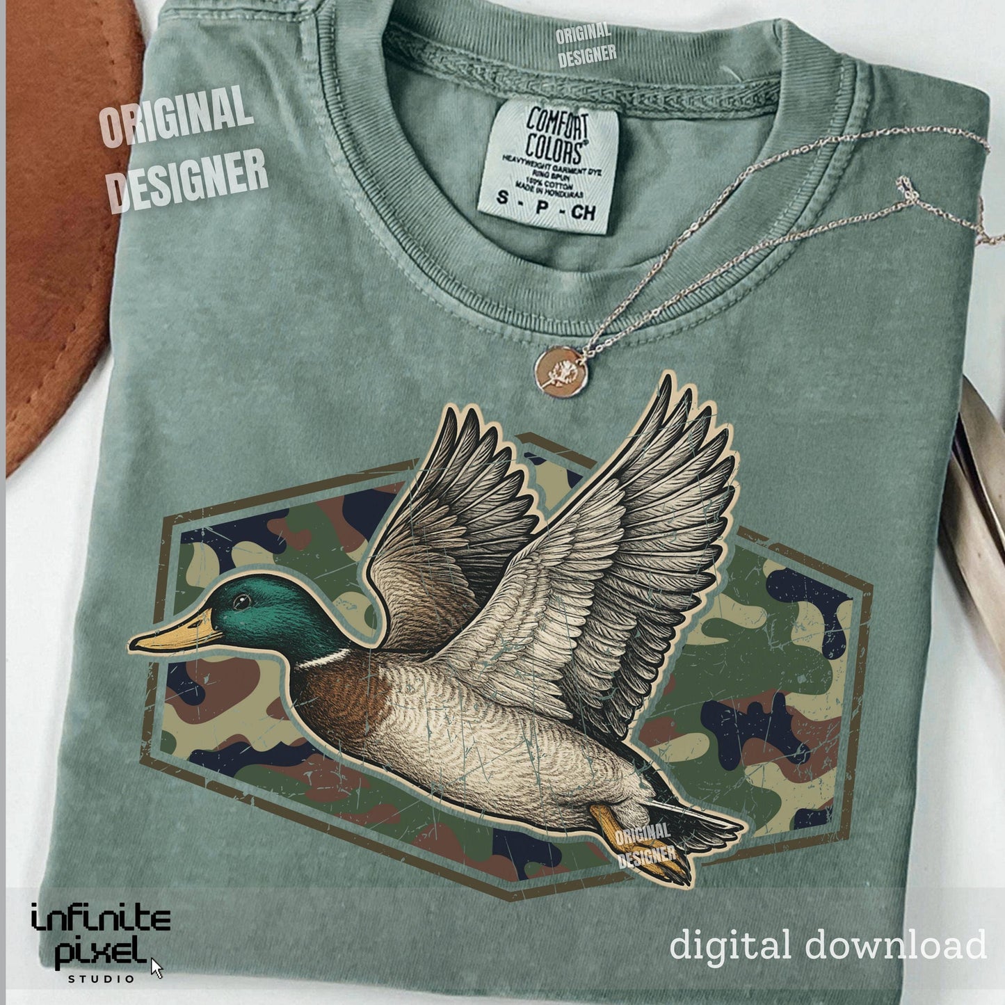 Preppy Camo Mallard Duck Hunting Dad Shirt