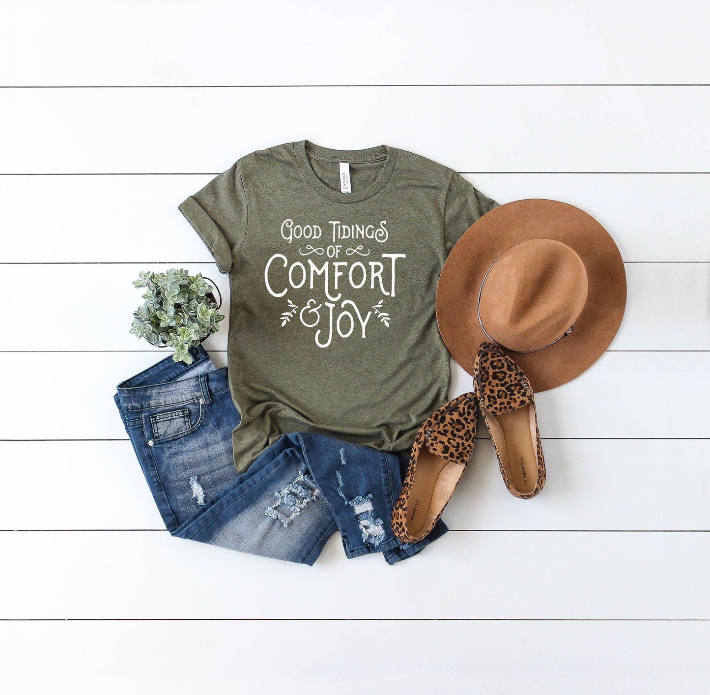 Good Tidings Comfort Joy Women's Screen Printed T-Shirt