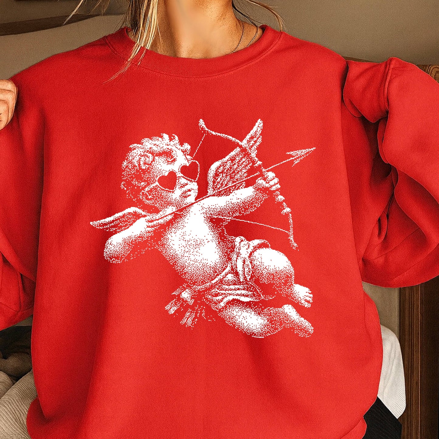 Halftone Cupid Valentine Sweatshirt | Gildan Brand