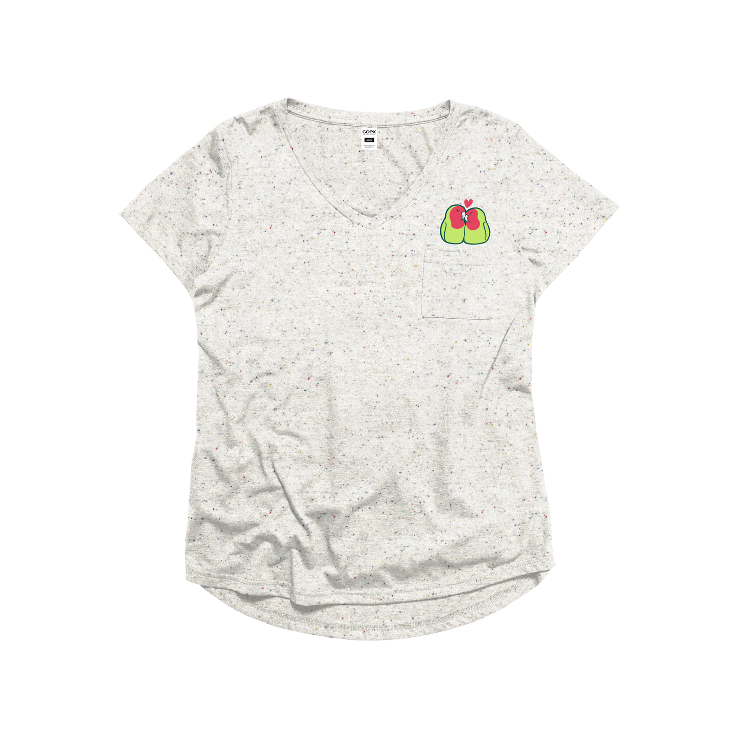 Love Birds Valentine's Graphic Tee V-Neck with Pocket
